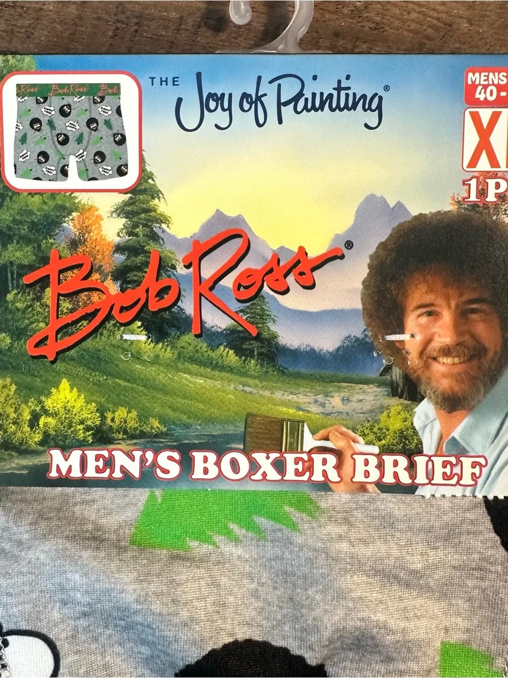 Bob Ross The Joy of Painting Mens Boxer Brief XL (40-42) & 1 Pair Crew Socks NWT